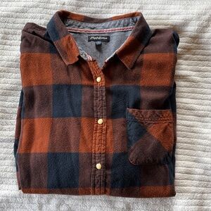 Flannel Plaid Shirt - Rust & Navy